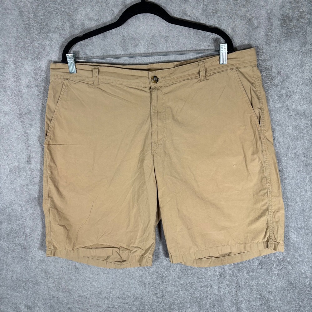 Columbia Mens Tan Khaki Cotton Flat Front Chino Shorts Size 38 Outdoor Gorpcore